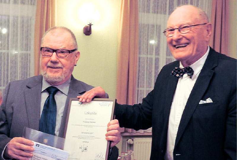 wolfgang mahnke plattdütsch plattdeutsch auszeichung Verein Deutsche Sprache